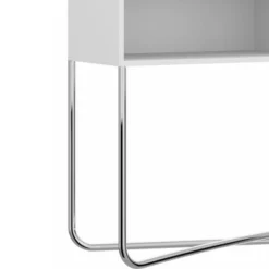 Wooden Console Table With 2 Open Compartments And Metal Frame White/Chrome - The Urban Port