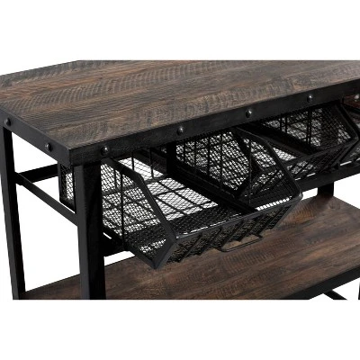 Industrial Metal Console Table Dark Black - Olivia & May - Image 3