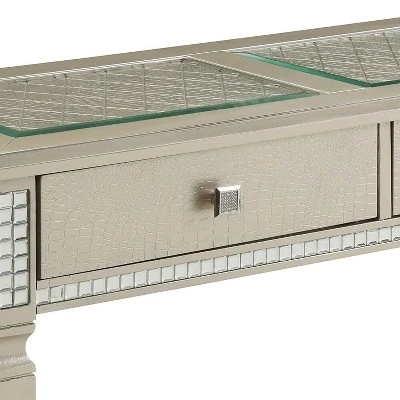 Riverbank Sofa Table With Tempered Glass Silver - HOMES: Inside + Out - Image 2