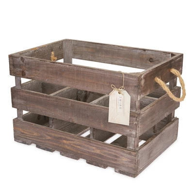 Twine 4281 Farm House Decor, Wood Wine Holder Rustic Farmhouse Wooden 6 Bottle Crate, Dark Wood, Brown Finish - Image 5