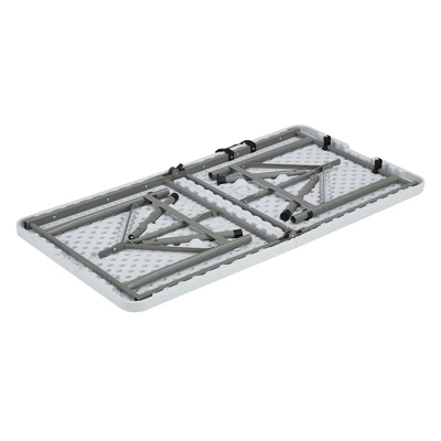 JOMEED UP042 4 Foot Long Portable Plastic Folding Multipurpose Utility Picnic Table With Powder Coated Steel Legs And Built In Carry Handle, White - Image 3