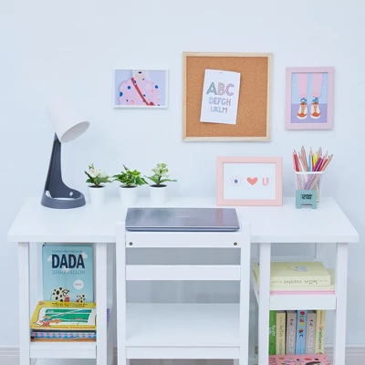 Fantasy Fields - Kids Wooden Desk & Chairs Set With Shelves On The Side - White - Image 7