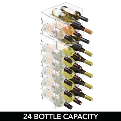 MDesign Plastic Stackable Wine Bottle Storage Organizer Rack - Image 3