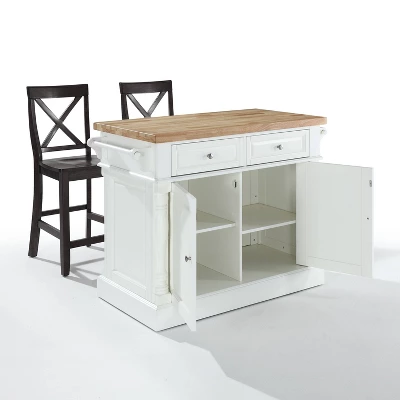 Oxford Kitchen Island With 2 Counter Height Barstools White - Crosley - Image 5