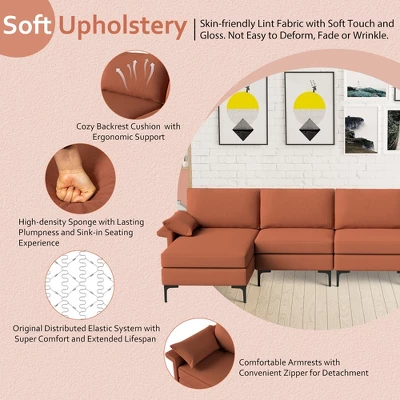 Costway L-shaped Modern Modular Sectional Sofa W/ Reversible Chaise & 4 USB Ports - Image 6