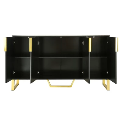 Modern Buffet Sideboard Cabinet With Metal Handles & Legs And Adjustable Shelves-ModernLuxe - Image 9