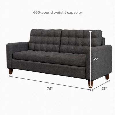 76” Brynn Upholstered Square Arm Sofa With Buttonless Tufting - Brookside Home - Image 6