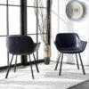 Arlo Mid Century Dining Chair (Set Of 2) - Midnight Blue/Black - Safavieh