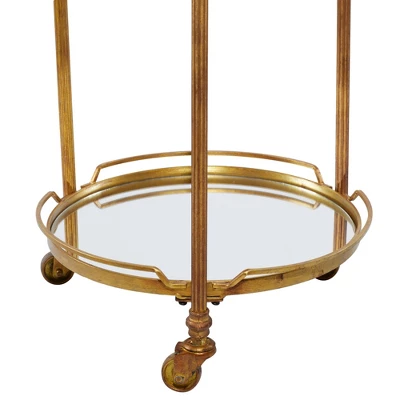 Traditional Iron And Mirrored Bar Cart Brass - Olivia & May - Image 6