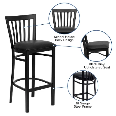 Flash Furniture Black School House Back Metal Restaurant Barstool - Image 2