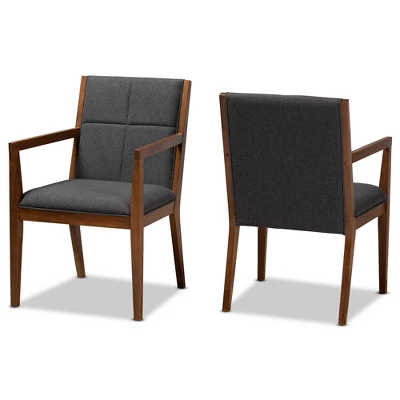 Set Of 2 Theresa Fabric Upholstered Wood Living Room Accent Chair - Baxton Studio - Image 9