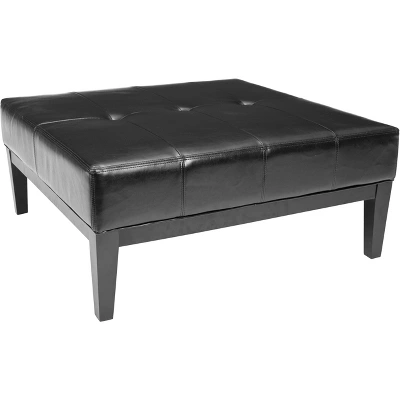 Fulton Large Square Cocktail Ottoman - Black - Safavieh - Image 2