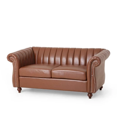 Glenmont Contemporary Channel Stitch Loveseat With Nailhead Trim - Christopher Knight Home - Image 8