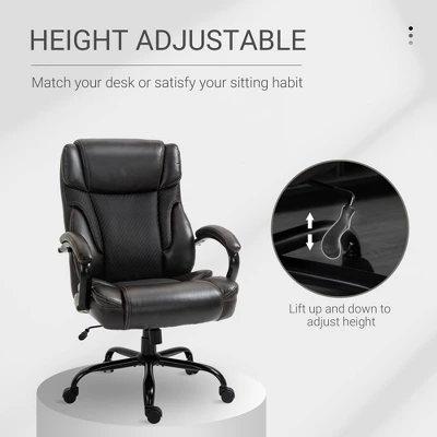 Vinsetto 484LBS Big And Tall Ergonomic Executive Office Chair High Back Adjustable Computer Task Chair Swivel PU Leather - Image 3