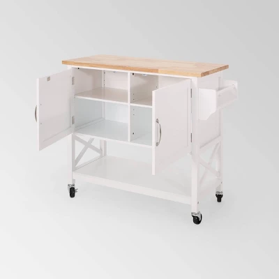 Finzer Farmhouse Kitchen Cart White - Christopher Knight Home - Image 2