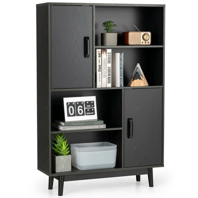 Costway Sideboard Storage Cabinet Bookshelf Cupboard W/Door Shelf Black / White / Espresso - Image 10