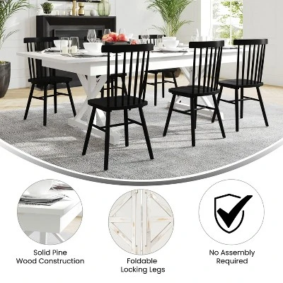 Emma And Oliver 8' X 40" Rectangular Solid Pine Folding Farm Table With Crisscross Legs - Image 7