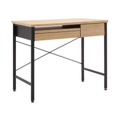 Ashwood Compact Home Office Desk With Drawers In Ashwood/Black - Studio Designs - Image 3
