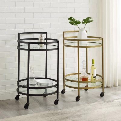 Bailey Round Bar Cart Matte Black - Crosley - Image 3