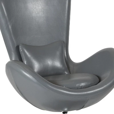 Merrick Lane High-Back Egg Style Lounge Chair With 360° Swivel Metal Base - Image 11