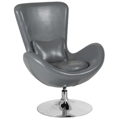 Merrick Lane High-Back Egg Style Lounge Chair With 360° Swivel Metal Base - Image 13