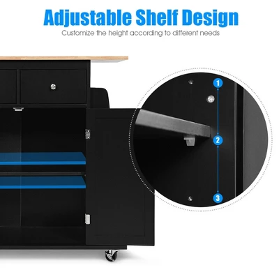 Costway Rolling Kitchen Island Utility Trolley Cabinet Storage Spice Towel Rack - Image 6