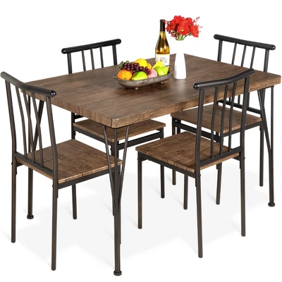 Best Choice Products 5-Piece Indoor Modern Metal Wood Rectangular Dining Table Furniture Set W/ 4 Chairs - Image 8