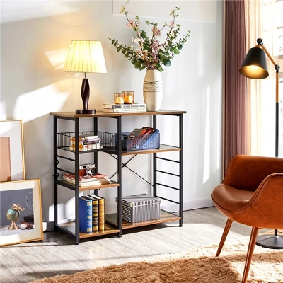 Yaheetech Kitchen Storage Rack With Basket/Hooks/Storage - Image 2