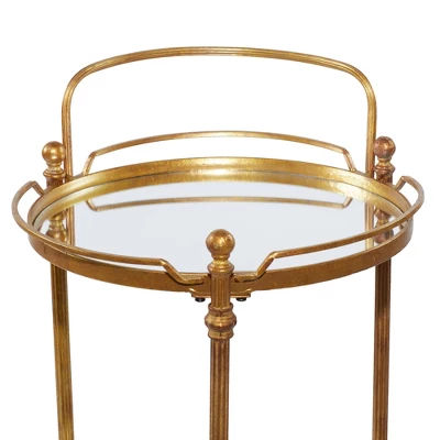 Traditional Iron And Mirrored Bar Cart Brass - Olivia & May - Image 7