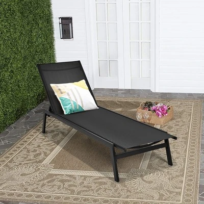 Costway Patio Lounge Chair Chaise Recliner Back Adjustable Garden Deck BrownBlack - Image 10