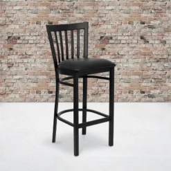 Flash Furniture Black School House Back Metal Restaurant Barstool