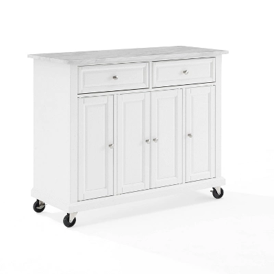 Avery Kitchen Island/Cart Distressed White/White Marble - Crosley - Image 11