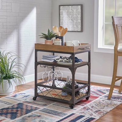 Collin Bar Cart Antique Bronze - Powell Company