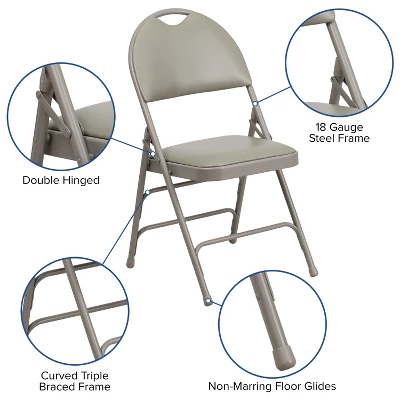 Emma And Oliver 4 Pack Home & Office Easy-Carry Party Events Padded Folding Chair - Image 13