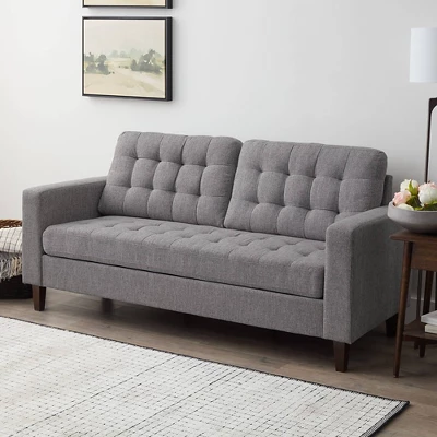 76” Brynn Upholstered Square Arm Sofa With Buttonless Tufting - Brookside Home - Image 9