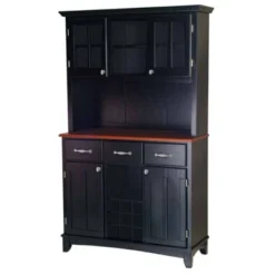 Buffet With 2 Door Hutch Wood/Black/Cherry - Home Styles