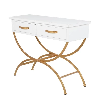 Contemporary Pine Console Table White - Olivia & May - Image 15