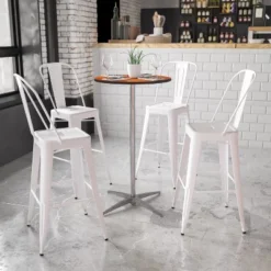 Flash Furniture 24'' Round Wood Cocktail Table With 30'' And 42'' Columns