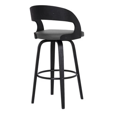 30" Shelly Contemporary Barstool Black/Gray - Armen Living - Image 3