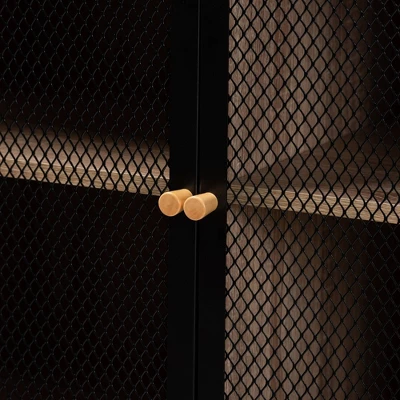 Asher Wood And Metal 2 Door Sideboard Dining Cabinet Natural Brown/Black - Baxton Studio - Image 5