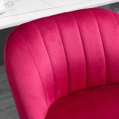 HOMCOM Adjustable Bar Stools Set Of 2, Velvet Counter Height Barstool, Upholstered Kitchen Stool With Swivel Seat, Steel Frame, Footrest For Kitchen Counter And Dining Room, Red - Image 5