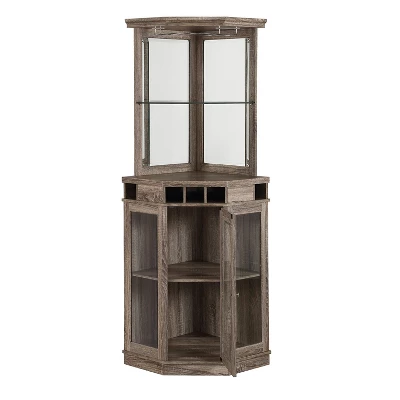 Home Source Corner Bar Unit Charcoal - Image 9