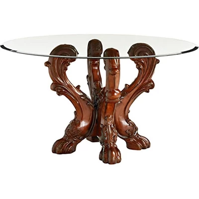 54" Dresden Dining Table Cherry Oak/Clear Glass - Acme Furniture - Image 2