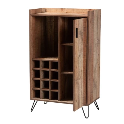 Mathis Wood And Wine Cabinet Brown/Gold - Baxton Studio - Image 2