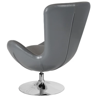 Merrick Lane High-Back Egg Style Lounge Chair With 360° Swivel Metal Base - Image 12