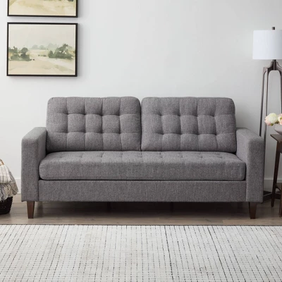 76” Brynn Upholstered Square Arm Sofa With Buttonless Tufting - Brookside Home - Image 8