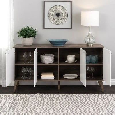 Milo Mid-Century Modern 4 Door Buffet Server - Prepac - Image 5
