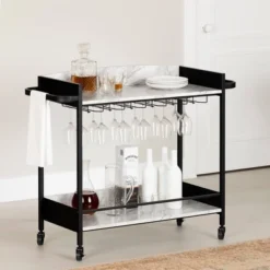 City Life Bar Cart With Wine Glass Rack - South Shore