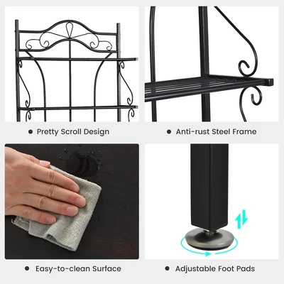 Costway 5-Tier Metal Kitchen Bakers Rack Microwave Storage Rack Oven Stand With Wine Organizer - Image 4