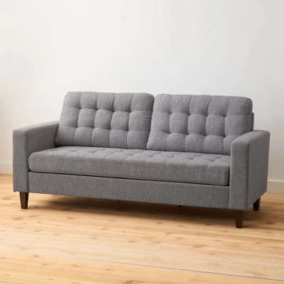 76” Brynn Upholstered Square Arm Sofa With Buttonless Tufting - Brookside Home - Image 7